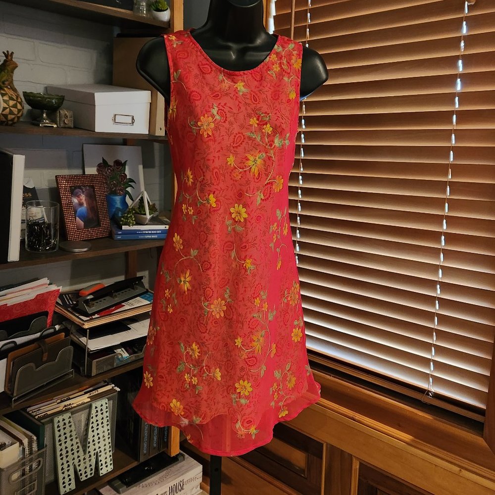 .Layered Floral Shift Dress (Size 3 Juniors/4 Misses)
